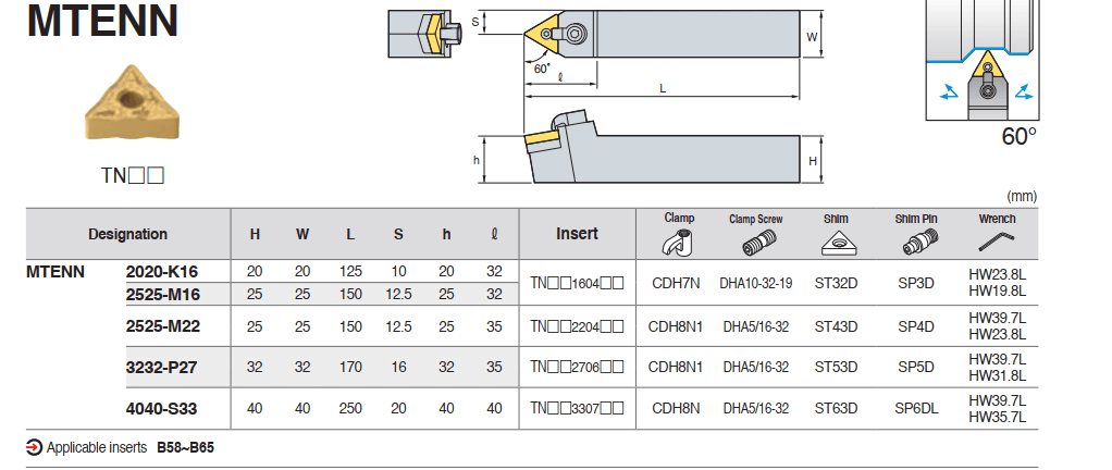 CÁN DAO TIỆN NGOÀI MTENN 60°KORLOY 